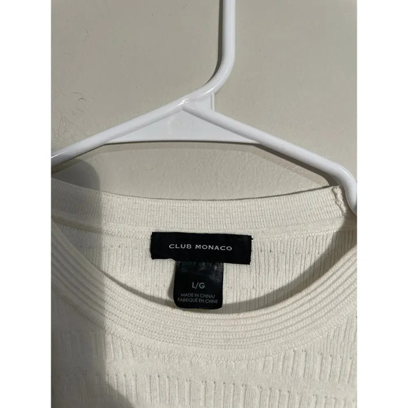 Club‎ Monaco White Woven Sleeve Crew Top - Picture 8 of 9